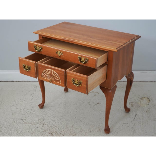 Queen Anne Harden Distressed Cherry 4 Drawer Lowboy Dressing Table For Sale - Image 3 of 18