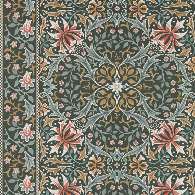 Morris & Co. Walthamstow Wallpaper in Forest/Teal- a sample For Sale