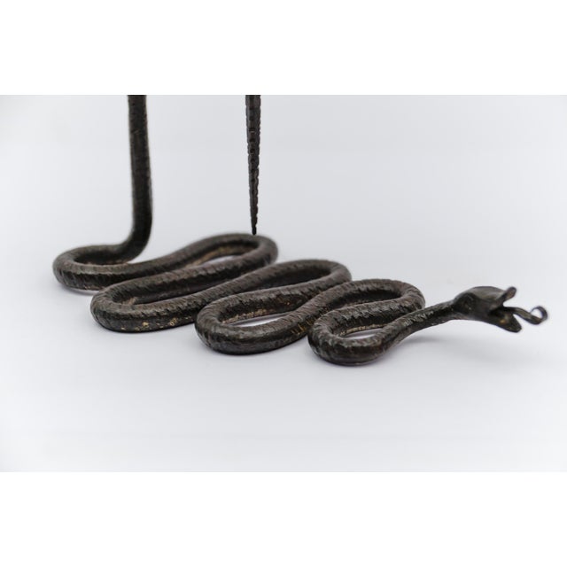Hand-Forged Iron Snake Design Sculpture Candleholder, 1960s For Sale - Image 9 of 13