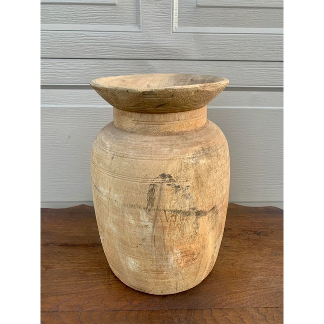 Antique Wabi-Sabi Hand Turned Bleached Raw Wooden Vessels, Set of 3 For Sale - Image 4 of 10