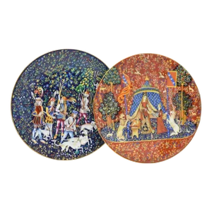 1970s La Chasse a La Licorne & La Dame a La Licorne Limoges Haviland C. Parlon Plates - Set of 2