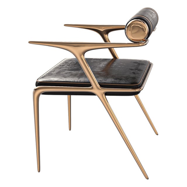 Bronze "Sfida" Chair, With Bronze and Tailor Made Leather For Sale - Image 8 of 8