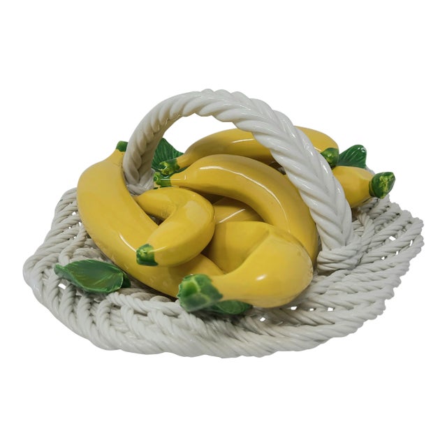 Vintage Italian Ceramic Basket of Bananas Made in Italy - For Sale