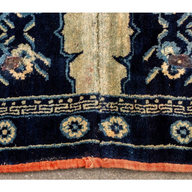 Mid 20th Century Chinese Pao Tao Blue Saddle Rug, 4' 2" X 2' For Sale - Image 5 of 8