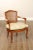 High Quality Vintage Carved Wood Frame Armchair with Caned Back Rest and Custom Upholstered Cushion and Armrests
