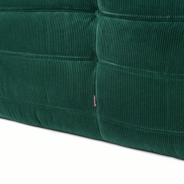 Ligne Roset Togo 3-Seater Sofa in Emerald Corduroy - Original Vintage, Restored For Sale - Image 10 of 11