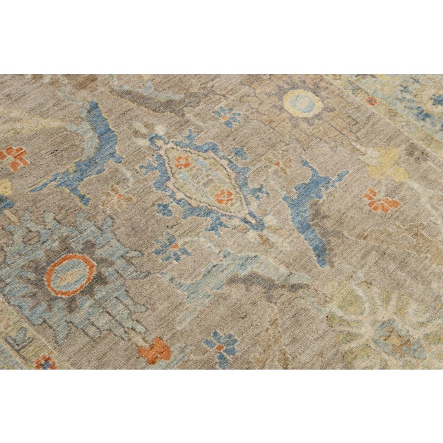 Textile 6 X 10 Modern Hand-Knotted Sultanabad Brown Wool Rug With Floral Design For Sale - Image 7 of 13
