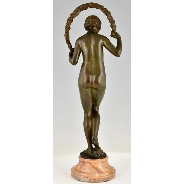 Joe Descomps Cormier, Art Deco Nude with Garland, 1925, Bronze For Sale - Image 3 of 13