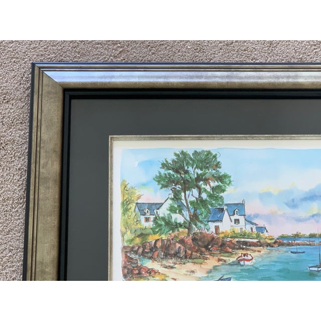Framed Signed and Numbered Seriolithograph Titled “Bretagne-L’ile Aux Moines” by Daniele Cambier For Sale - Image 4 of 10