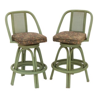 Mid-Century Modern Bentwood Caneback Swivel Bar Stools - a Pair For Sale