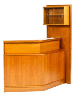1960s Danish Modern Mid Century Teak Angular Dry Bar With Display Cabinet — Turnidge