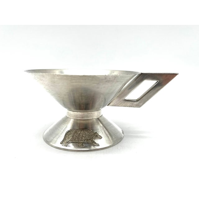 Stylish hotel silver cup by Gebrüder Hepp, Pforzheim, in the Art Deco style. The engraved bear motif lends the piece a...
