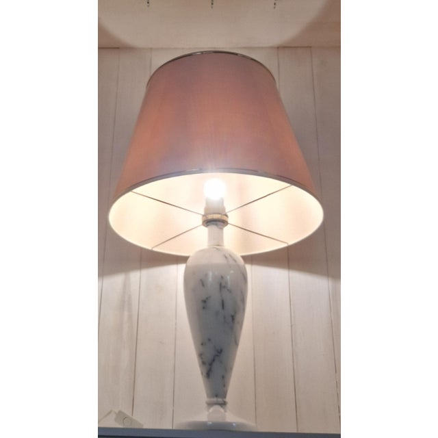 1970s Vintage Table Lamp with White Marble Base by Denz, 1970s For Sale - Image 5 of 8