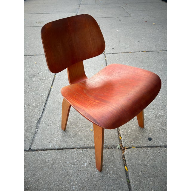 1950s Charles + Ray Eames for Herman Miller Red Aniline Dyed Dcw