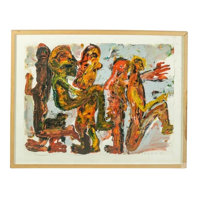 Harry Bertschmann, Large Harry Bertschmann Swiss American Abstract Expressionist Outsider Painting, 1995 For Sale