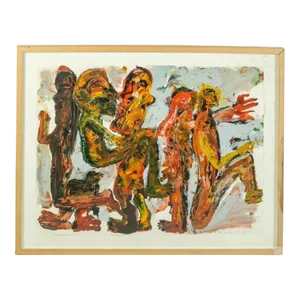 Harry Bertschmann, Large Harry Bertschmann Swiss American Abstract Expressionist Outsider Painting, 1995
