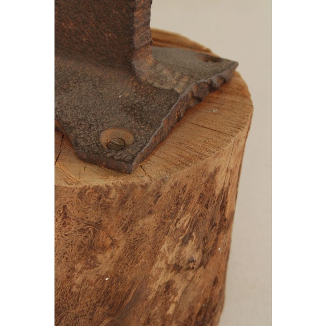 Vintage Small Iron Anvil Mounted on Wooden Block For Sale - Image 11 of 12