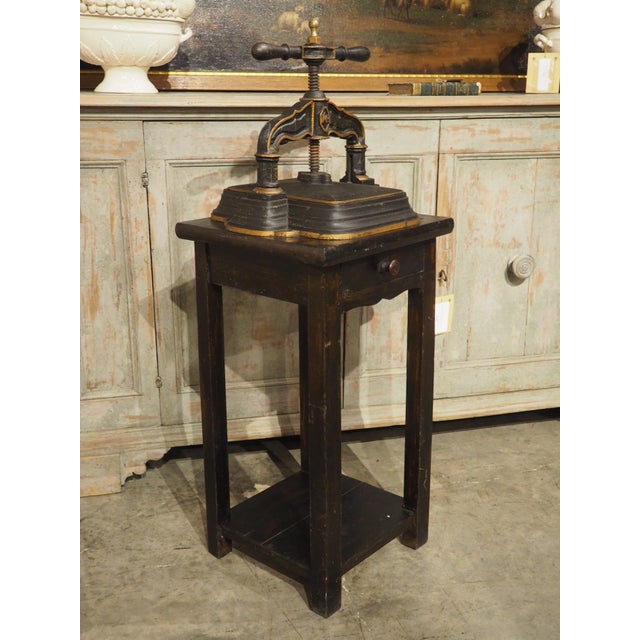 19th Century French Cast Iron Book Press on Wooden Stand For Sale - Image 18 of 18