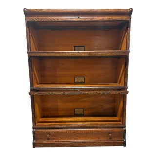 Early 20th Century Globe-Wernicke Barrister Bookcase, Vintage Lawyer Cabinet, Glass Door Stacking Bookcase For Sale