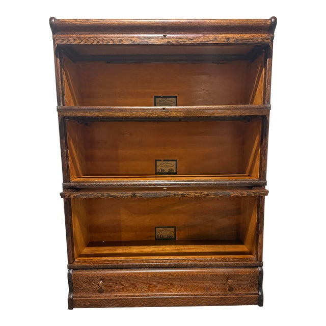 Early 20th Century Globe-Wernicke Barrister Bookcase, Vintage Lawyer Cabinet, Glass Door Stacking Bookcase For Sale