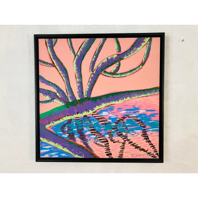 Colorful abstract, this large beauty is a show stopper! Make a room a standout