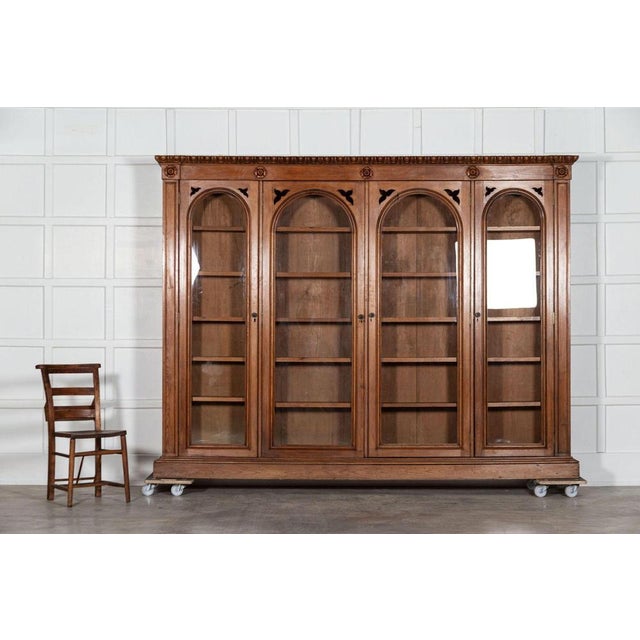 19th Century English Pine Arched Glazed Bookcase, 1870s For Sale - Image 6 of 14