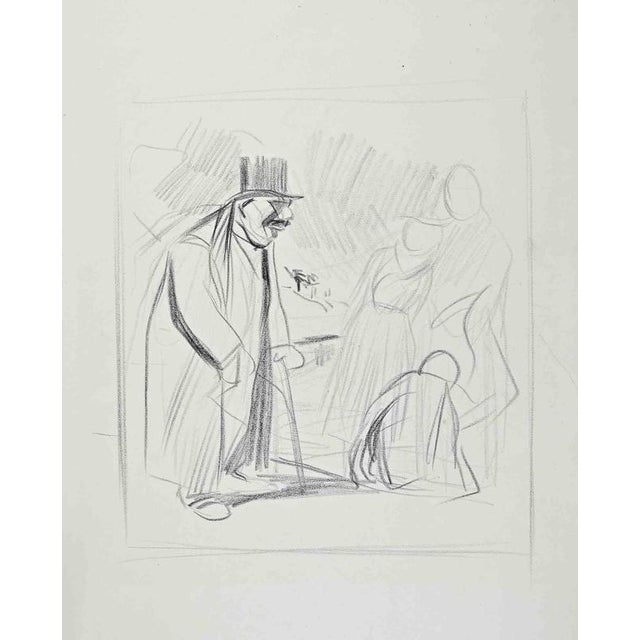 Jean-Louis Forain, The Visit, Pencil on Paper, Early 20th Century For Sale - Image 3 of 3