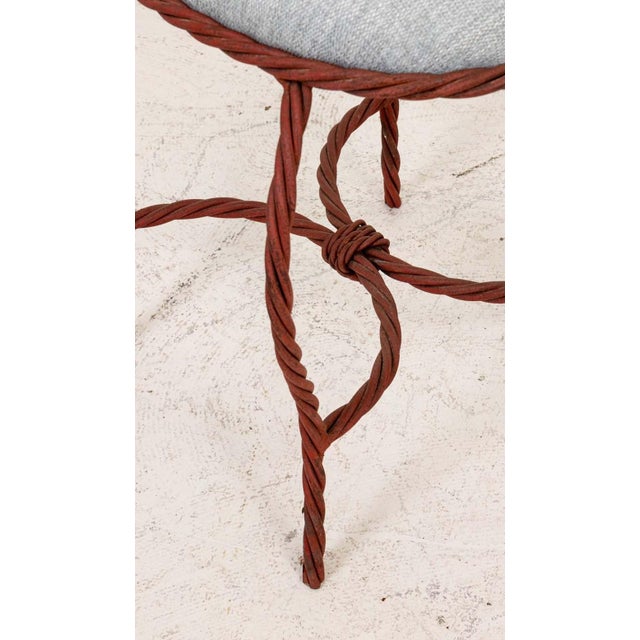 Mid 20th Century Pair Upholstered Italian Iron Rope Benches For Sale - Image 5 of 7