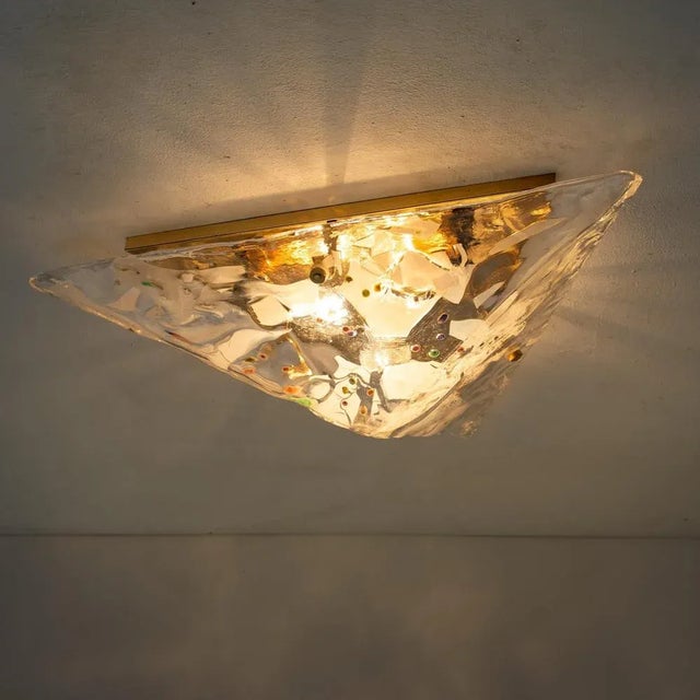 Gold-Plated Pyramid Murano Flush Mount or Wall Light from La Murrina, Italy, 1970s For Sale - Image 11 of 13