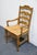 High End Vintage Solid Rubberwood Country French Ladderback Dining Arm Chair W. Rush Seat For Sale - Image 4 of 10