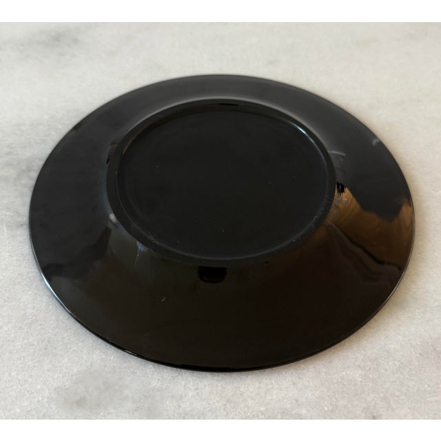 Contemporary Set of 6 Black Glass Small Plates For Sale - Image 3 of 9