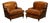 Large Howard Style Hand Dyed Leather Armchairs with Feather Filled Cushions, Set of 2 For Sale