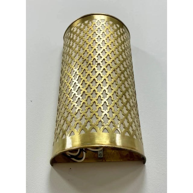 1990s Vintage Moroccan Brass Wall Sconce or Lantern For Sale - Image 5 of 10