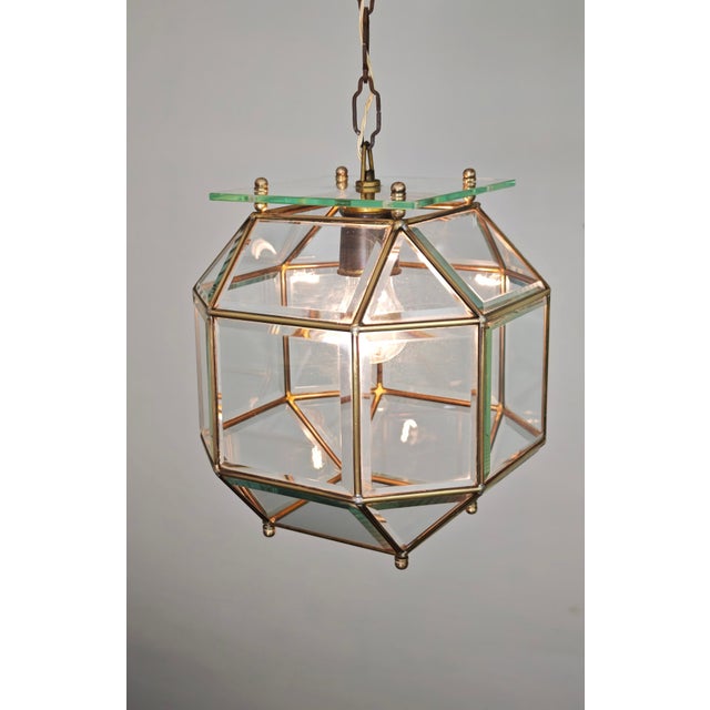Mid-Century Modern Octagonal Pendant Lamp in Cut Glass and Brass, Italy, 1950s For Sale - Image 14 of 18