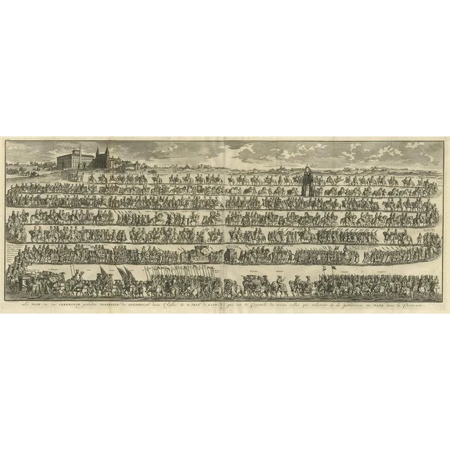 Paper Charles Bird King, Large Illustration of the Procession for the Papal Inauguration in Rome, Italy, 1730, Print For Sale - Image 7 of 7