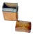 Antique Italian Florentine leather lidded matchstick box and striker with embossed gilt abstracted floral pattern on top....