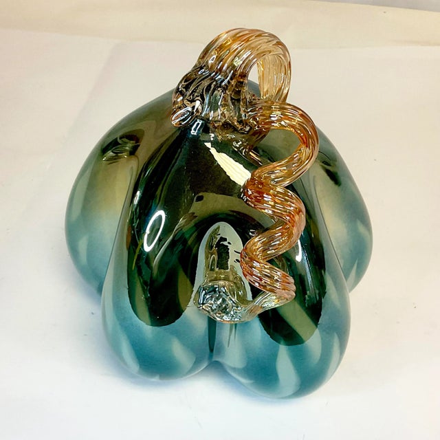 Art Nouveau 1990s Vintage Hollywood Regency Italian Venetian Glass Pumpkin For Sale - Image 3 of 11
