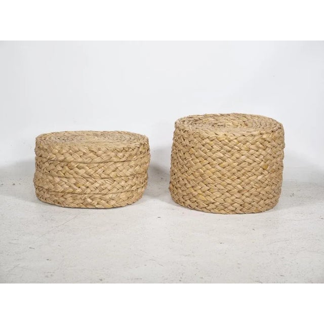 Set of Mid-Century Wicker Nesting Stools, 1970s For Sale - Image 4 of 6