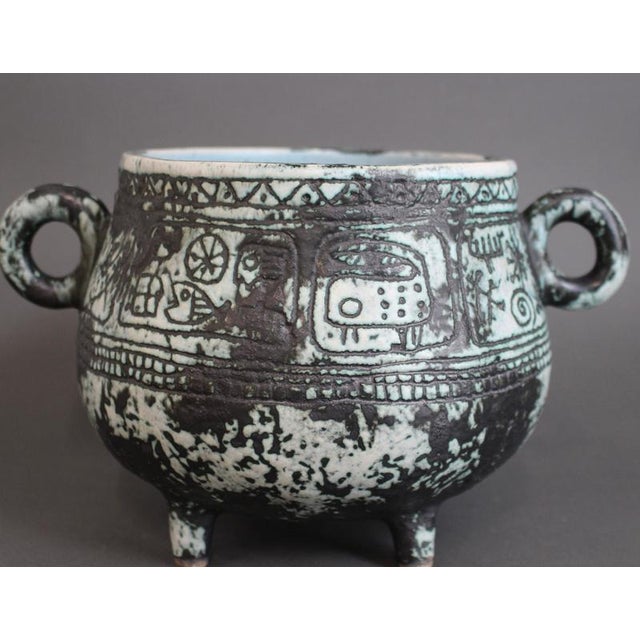 Gray Vintage French Ceramic Pot by Jacques Blin, 1960s For Sale - Image 8 of 17