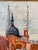 Original oil on canvas painting depicting Mother of God Roman Catholic Church and the surrounding neighborhood in...