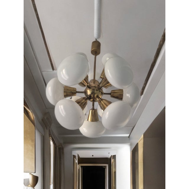 Mid-Century Modern Mid-Century Sputnik Chandelier in Brass and Glass from Kamenický Šenov, Czech, 1960s For Sale - Image 3 of 10