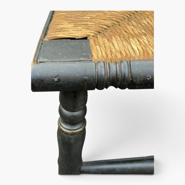 Early 19th Century Attributed Hitchcock Side Chair — Antique Painted Rush Seat For Sale - Image 10 of 15