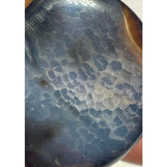 Stone Gemstone Necklace From Botswana Africa Large Luminous Disc Beads in Blues, Sepias With Crystal Druzy, Outstanding For Sale - Image 7 of 9