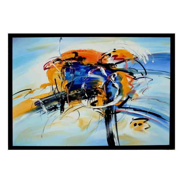 2000 - 2009 Orange and Blue Kinetics Abstract Oil Painting 2000s For Sale - Image 5 of 5