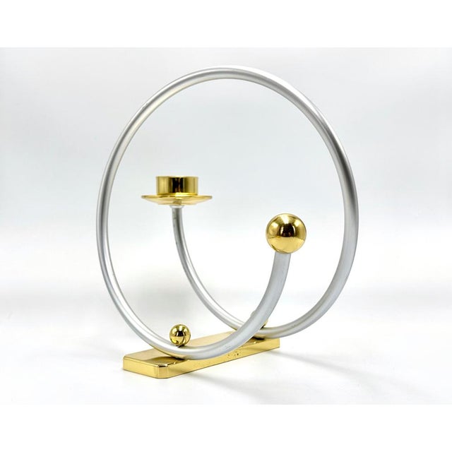 Vintage Brass and Aluminium Candleholder, 1980s For Sale - Image 3 of 11