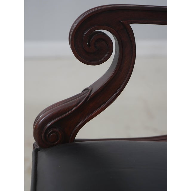 Animal Skin Theodore Alexander Regency Style Double Cane Back Leather Seat Chair For Sale - Image 7 of 18