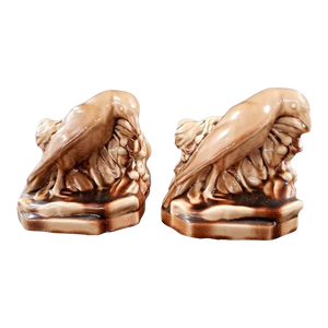 1940s Rookwood Art Pottery Raven Bookends- Set of 2
