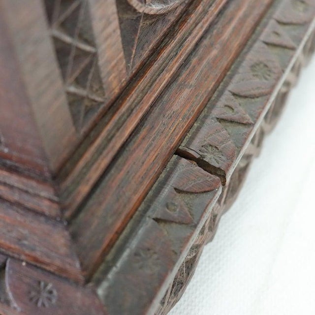 Antique Gothic Style Chip Carved Walnut Keepsake Box C1860 For Sale - Image 6 of 12