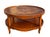 French Provincial Mid 20th Century French Provincial Round Coffee Table With Gold-Embossed Inset & Cabriole Legs For Sale - Image 3 of 7