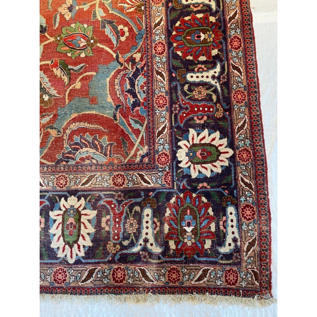Traditional 1900s Antique Persian Tabriz Rug with Floral Design For Sale - Image 3 of 9
